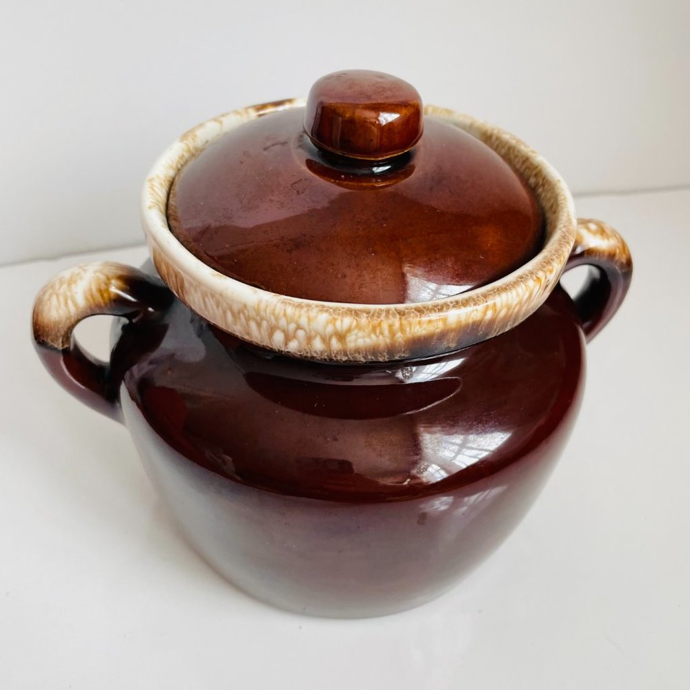 McCoy Vintage Brown Drip Glazed 341 Honey Pot/Jar w/Lid 6” Tall - Picture 3 of 6